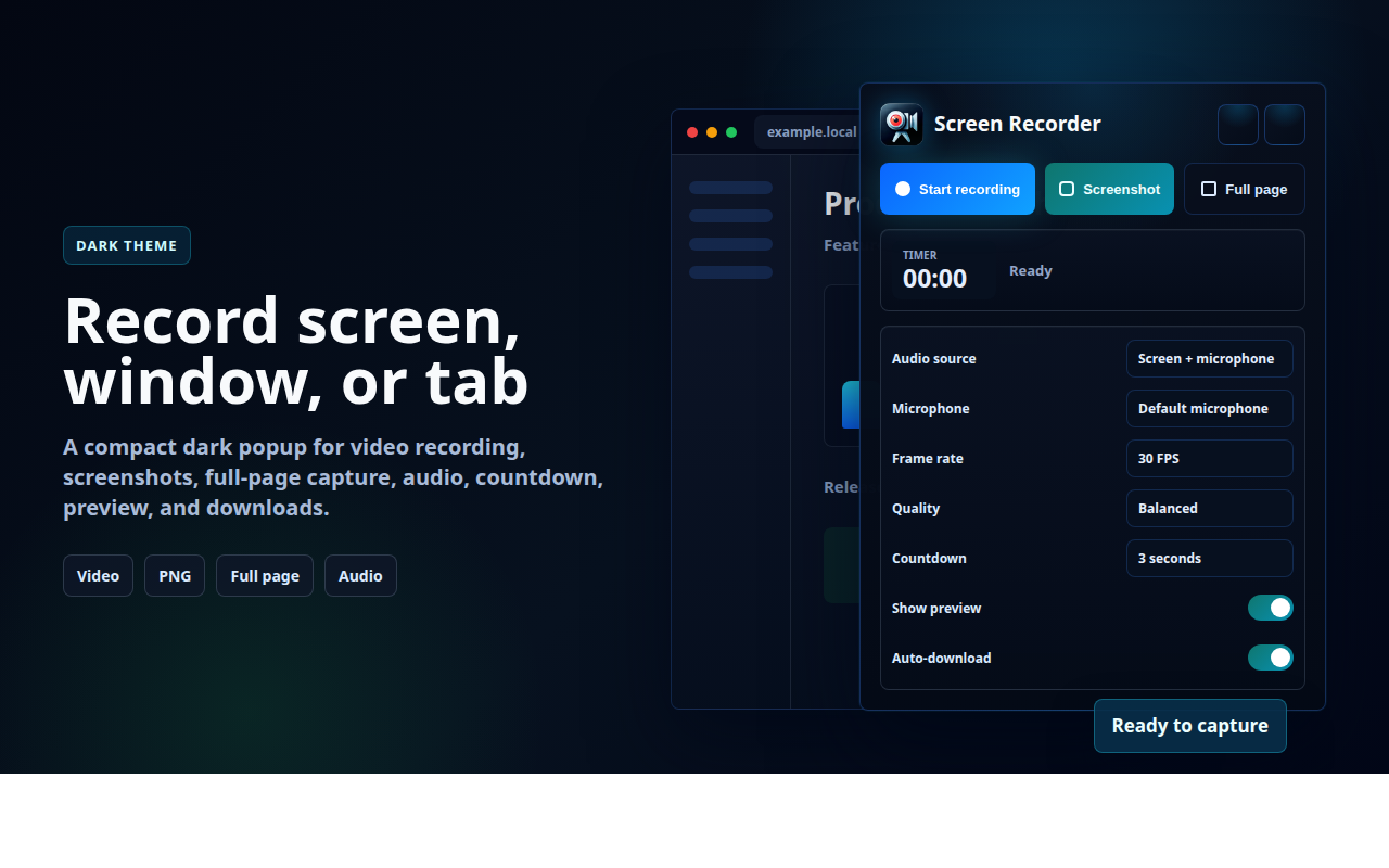 Screen Recorder popup