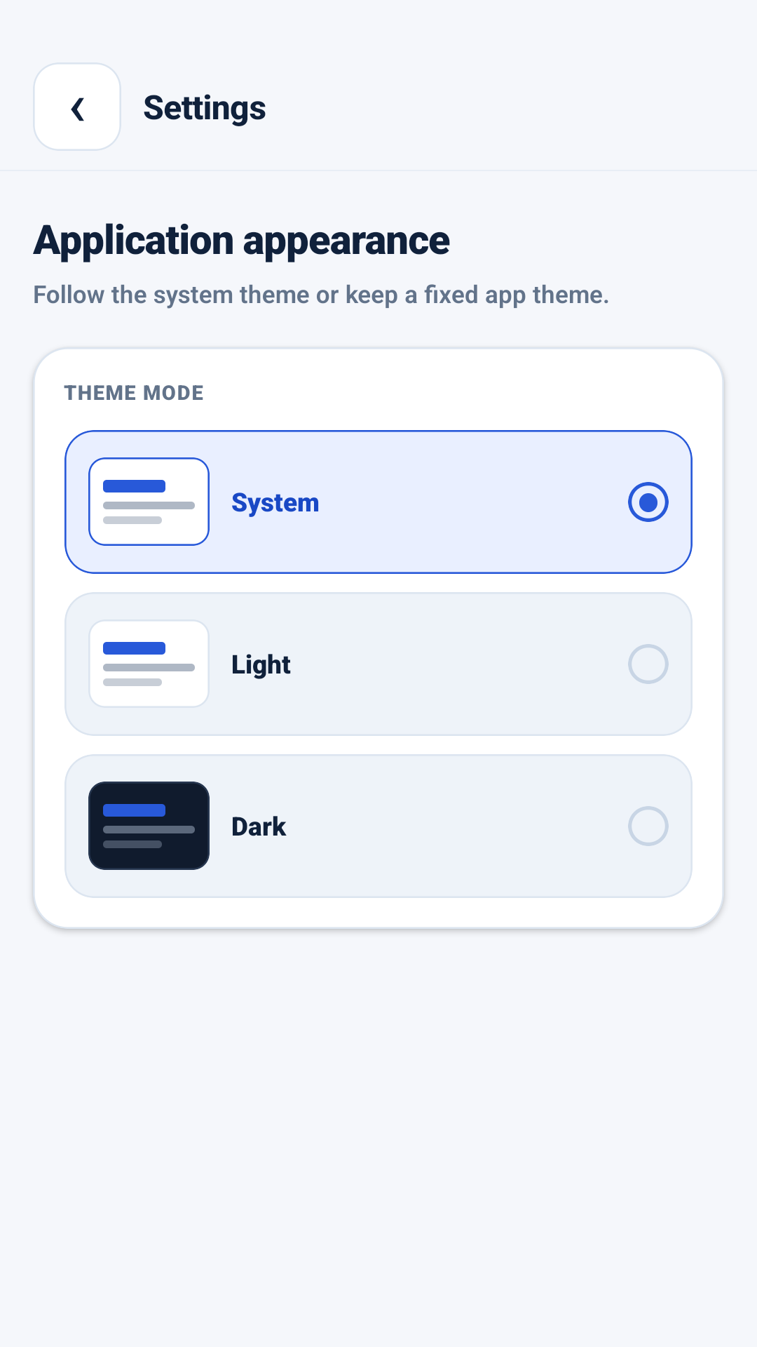 Mga setting ng tema ng AppMetrica Viewer